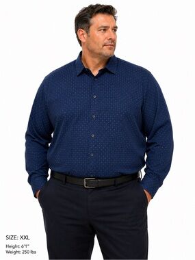 Cactus Man by Ricky Singh Men's Navy Long-Sleeve Polo Shirt with Micro Dot Print